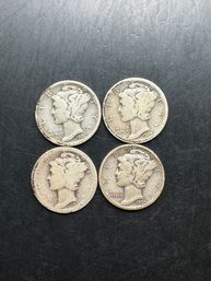 4 Mercury Dimes 1926-D, 1927, 1928, 1930