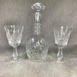 Wonderful Pair Of WATERFORD Crystal Glasses Along With Crystal Decanter And Stopper - All Great Shape !