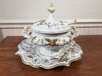 Fabulous Vintage Italian Faience / Majolica Tureen -  You're Buying - Tureen - Large Underplate - Ladle - Lid