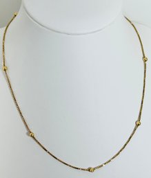 VINTAGE 18K GOLD BEAD STATIONS NECKLACE