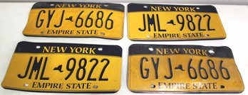 Lot Of 4 New York Gold License Plates