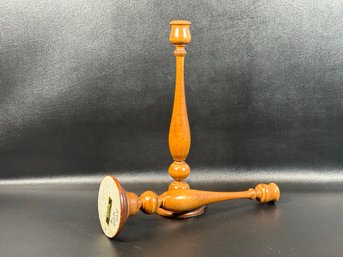 An Elegant Pair Of Wood Candlesticks By Cornwall Handcrafted Wood Accessories Of Maine