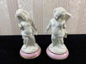 2 Piece Antique French Bisque Porcelain Figurines