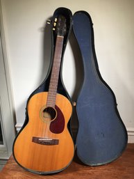 Vintage YAMAHA Acoustic Folk Guitar - Model FG-75 With Case - Looks To Be In Good Overall Shape - Nice Overall