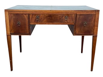 A 1930's Leather Top Desk - With Book Shelves On Sides