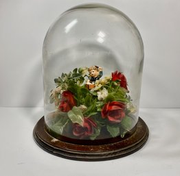 Heavy Glass Dome Display With Wood Base