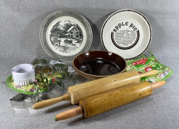 Baking Set - Rolling Pins, Pie Plates, Biscuit Cutters, Cookie Cutters, & Potholders
