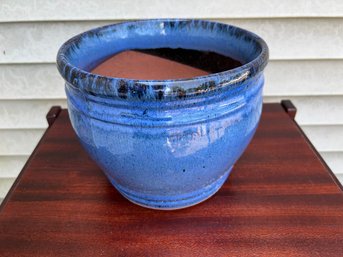 Blue Glazed Terracotta Planter