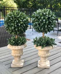 Pair Of Faux Topiaries With Ceramic Planter Pots