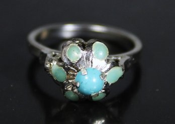 Vintage Silver Ring Having Persian Turquoise Stone Size 7