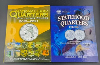 Lot Of 2 Quarter Books 1-Statehood Quarters And 1 National Parks NO COINS