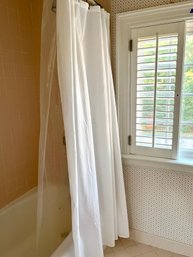 A White Cotton Herringbone Pattern Shower Curtain - Bath 2