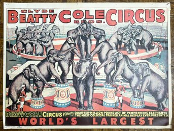 A Vintage Beatty-Cole Bros Circus Poster, C. 1960's