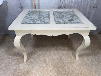 Country Style Side End Table With 2 Pane Removable Glass Top 30.5x23x20