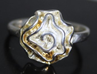 Fine Sterling Silver Floral Form Ring Size 9