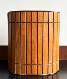 Vintage Mid Century Modern Walnut Trash Can / Waste Bin