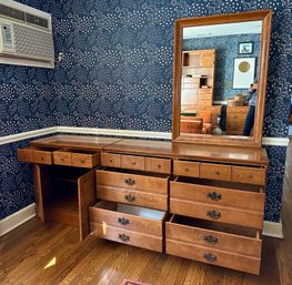 Early Ethan Allen Solid Maple And Birch  Bedroom Dresser/Vanity/Mirror Plus  Matching Side Cabinet