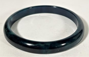 Dark Green/blue Marbleized Bakelite Plastic Bangle Bracelet