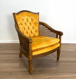 Mid Century Mustard Cane Chair