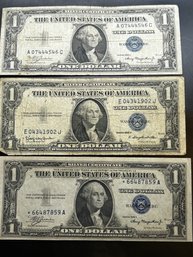 Lot Of 3 $1.00 Silver Certificates