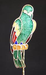 Art Deco 1920s Czech. Enamel Parrot Stickpin