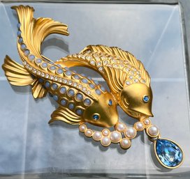 Elizabeth Taylor For Avon Sea Shimer Fish Brooch