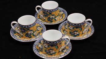 KITANI BY TAKAHASHI 4 PIECE HAND PAINTED ESPRESSO CUP & SAUCER SET