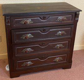 Four Drawer Paint Decorated Acorn Pull Chest