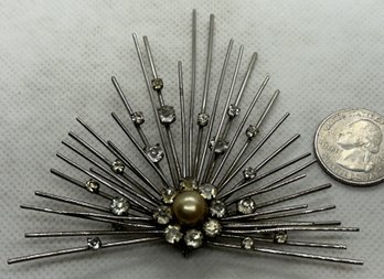 1950s Mid Century Modern JAYKEL STERLING SILVER ATOMIC Sunburst Brooch