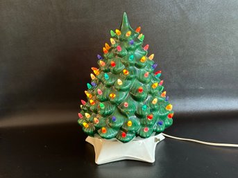 A Fantastic Vintage Ceramic Christmas Tree With Little Plastic Lights