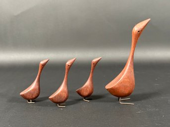 A Fabulous Set Of Mid-Century Danish Modern Birds In Teak