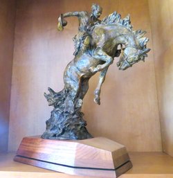 Center Fire Bronze Sculpture By Richard Loffler COA