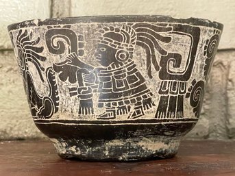 Vintage Mayan Clay Carved Bowl/Vessel