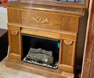 Electrified Oak Fireplace Mantle