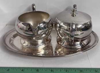 Silver Plate Cream And Sugar Set