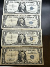 Lot Of 4 $1.00 Silver Certificates