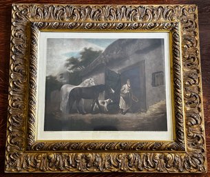 Antique Mezzotint Engraving Of George Morland's 'The Horse Feeder'