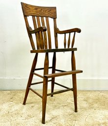 An Antique Oak High Chair - Wonderful Repurposed As Plant Stand!