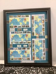 Framed Stamp Collection In Memory Of Jack Stagner Who Served His Country As A B17 Captain