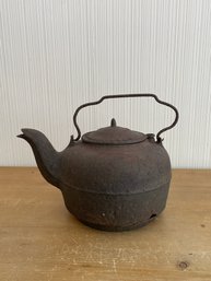 Antique Distressed Cast Iron Water Kettle J M B Davidson Co Albany New York