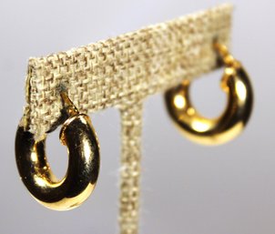 Very Fine Gold Over Italian Sterling Silver Hoop Pierced Earrings