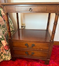 1940s Mahogany Two Drawer Two Tier Nightstand - Kinder Furniture