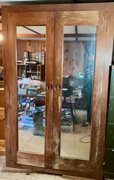 Vintage Custom Teak Mirrored Armoire