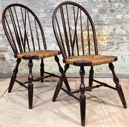 A Pair Of 19th Century Rush Seated Windsor Chairs
