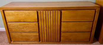 Vintage Oak 6-Drawer Dresser And Mirror