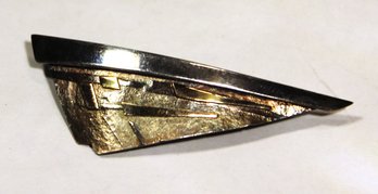 Artisan Sterling Silver And 14K Gold Modernist Hand Crafted Brooch