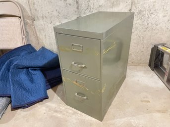 Old Heavy Steel Two Drawer Deep File Cabinet
