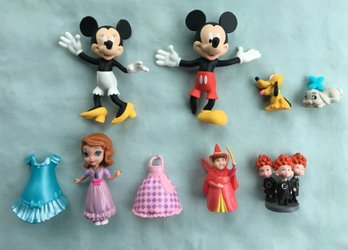 Lot Of Disney Play Figures - Mickey & Mini Mouse, Princess Sophia, Fairy Godmother Flora, Brave Triplets