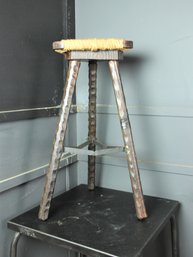 Primitive Three Leg Rush Seat Stool