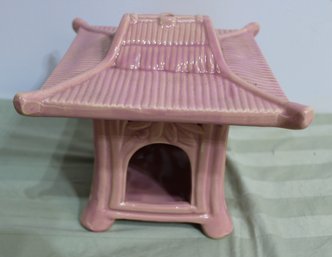 Pink Ceramic Candle Lantern Bamboo Pagoda